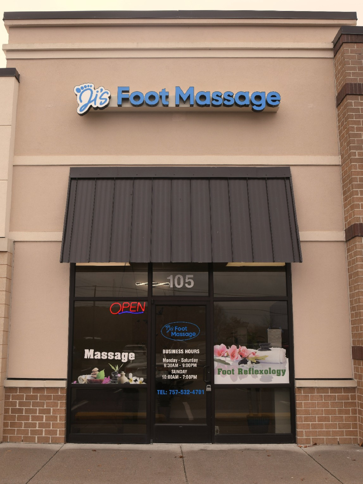 Ji's Foot Massage storefront - our new Chesapeake location